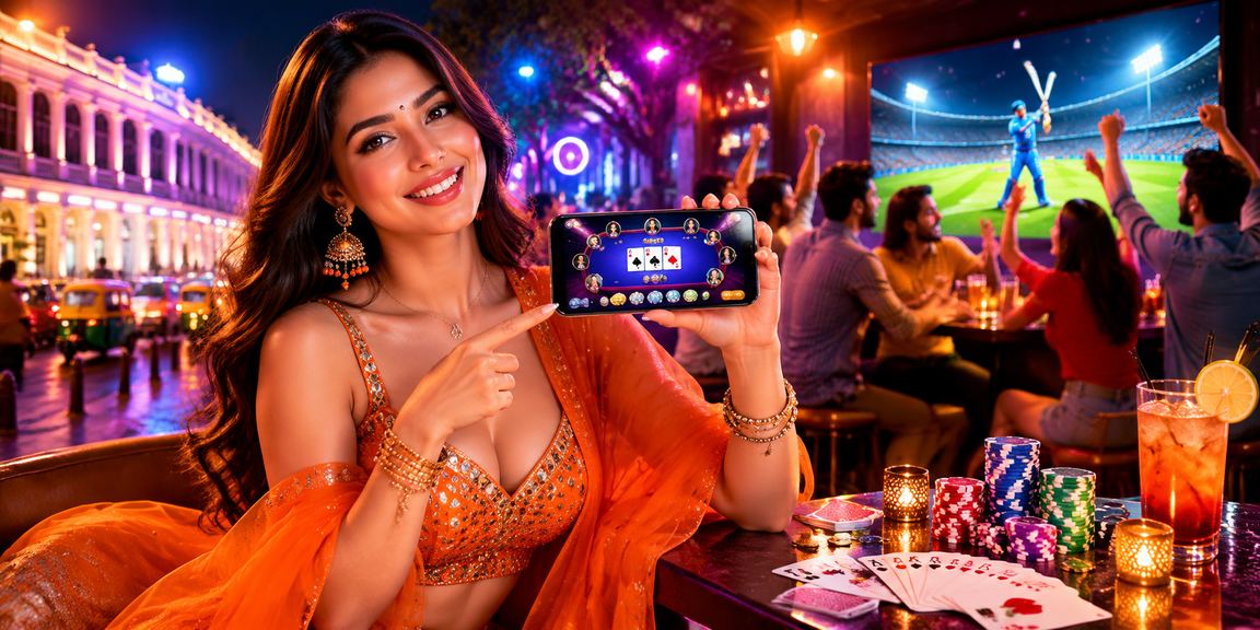 Nighttime IPL cricket match and live casino action